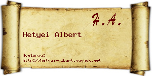 Hetyei Albert névjegykártya
